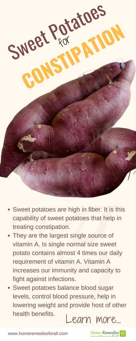sweet potatoes for constipation infographic